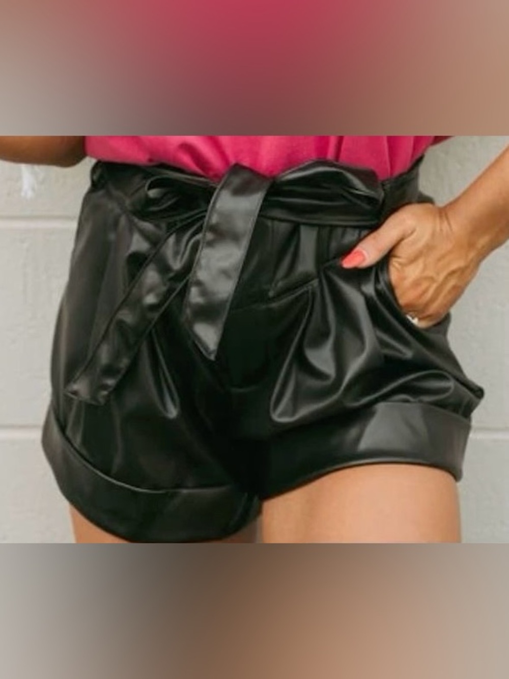 Black faux leather shorts - NEW